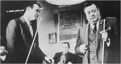 Paul Newman and Jackie Gleason shoot some pool in "The Hustler"
