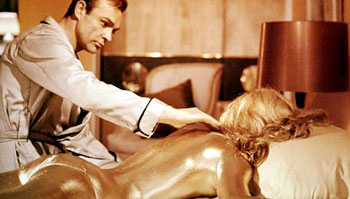 A scene from the beginning of "Goldfinger"